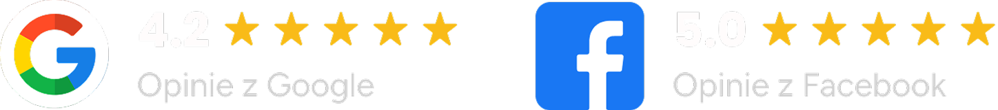 Opinie Ocena Google 4.2 Gwiazdki, Facebook 5 Gwiazdek